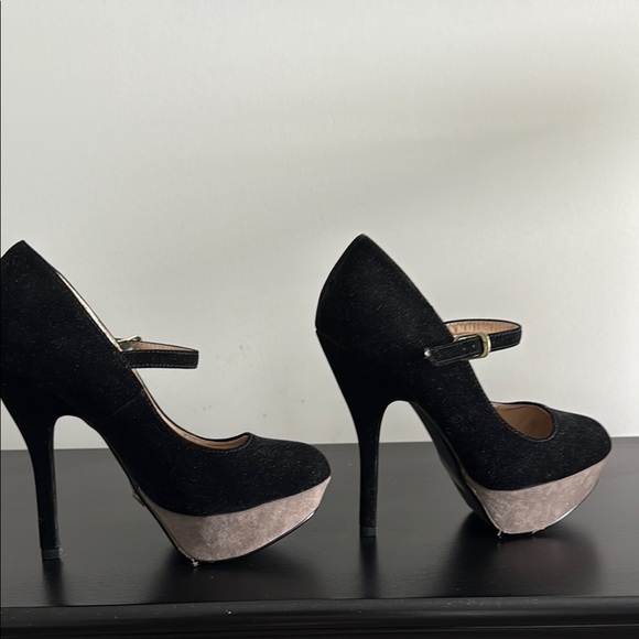Rue21 Black and Gray/Tan Platform Heels Sz SM - Picture 9 of 13